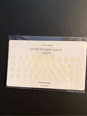 Cloth & Paper Concrete Letter Stickers Sample -  Cream 2 packs (44 each)